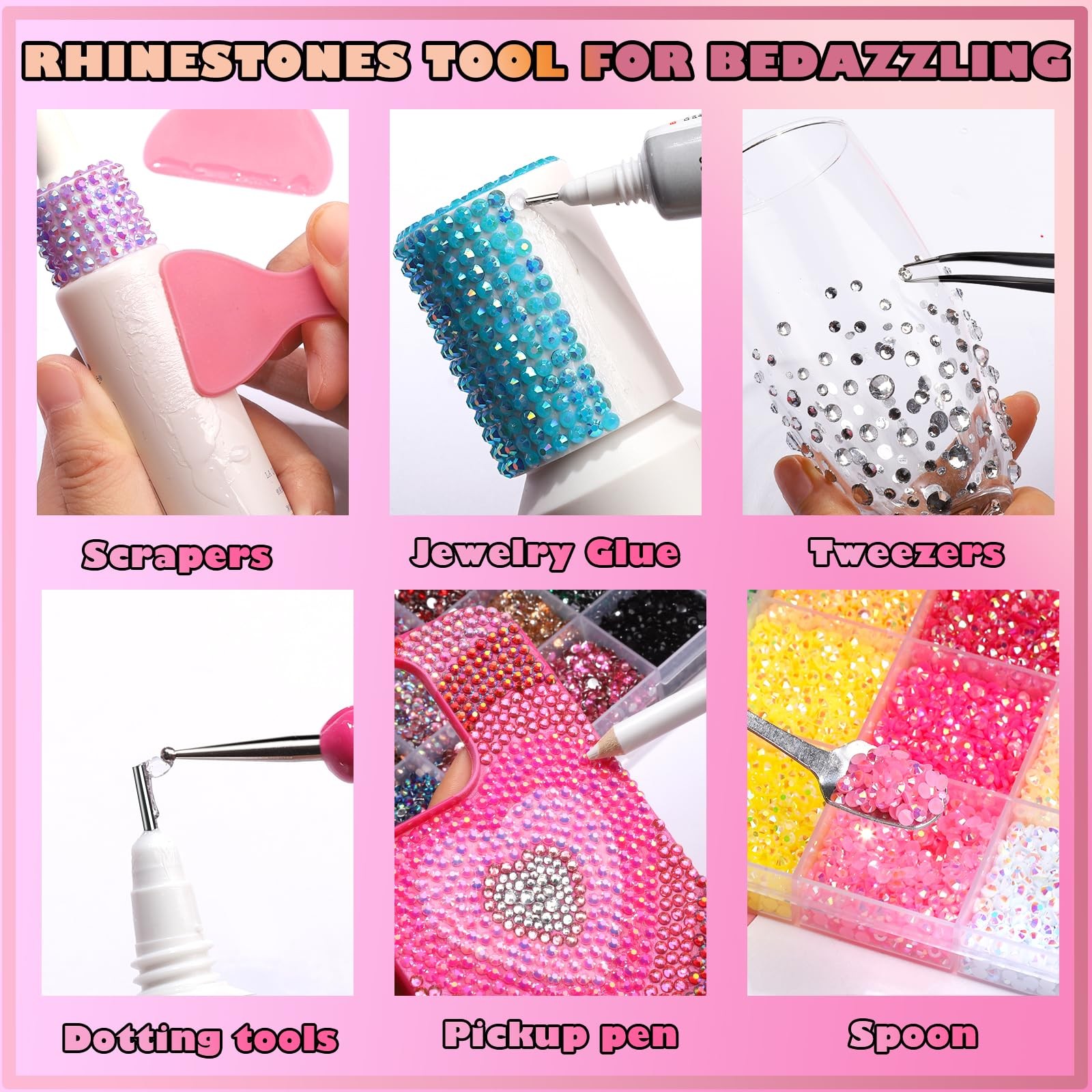 YGDZ 64 Grids Bedazzling Kit, 40000Pcs Jelly Resin Rhinestones for Diamond Ar…