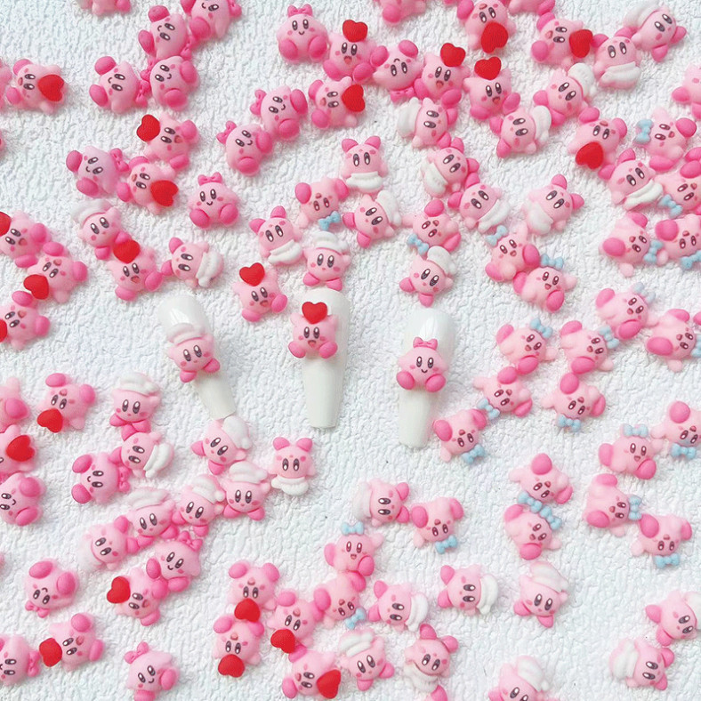 2PCS 3D Nail Charms Resin Ornament Pink Cartoon Manicure Decoration Jewelry NS31