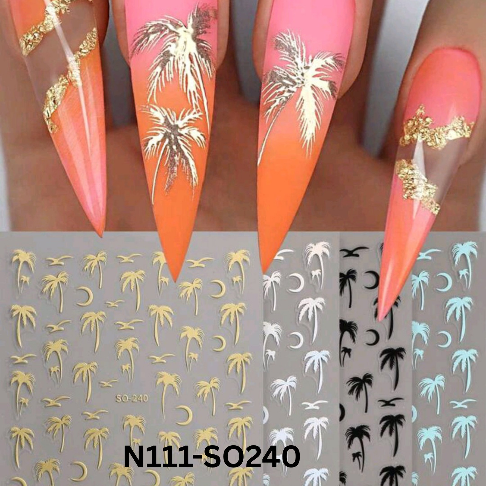 Palm Tree Nail Stickers 3D – Tropical Beach Nail Art Decals for DIY Manicure & S