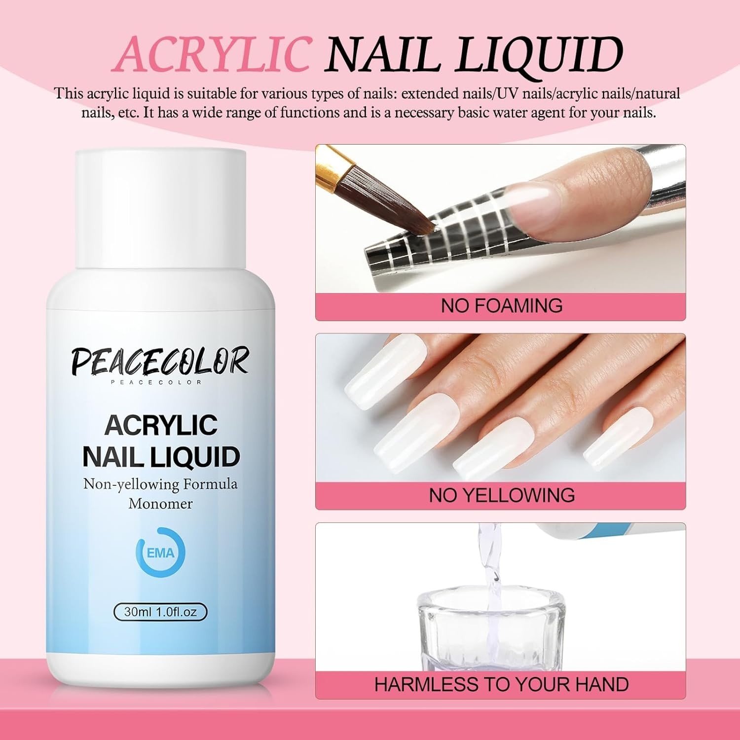 Acrylic Nail Kit for Beginners with Clear/White/Pink Acrylic Powder Set