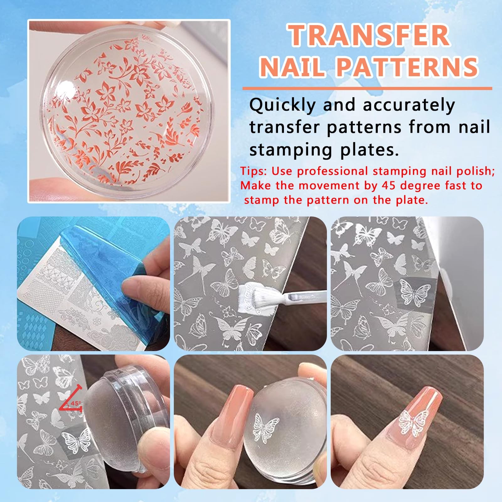 French Tip Tool- 4 Pcs Nail Stamper Kit Clear Silicone Nails Stamping Long & …