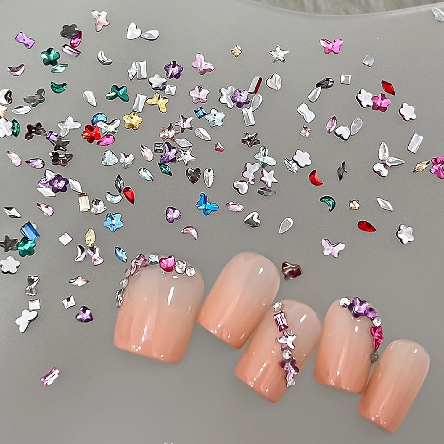 1440Pcs Mini Nail Rhinestones Colorful Nail Art Charms Multi Shape Crystal Ch…