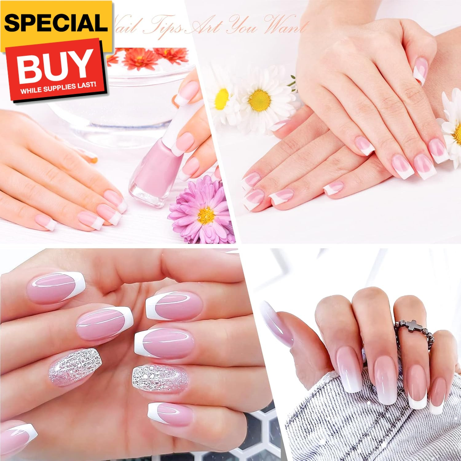Short French Nail Tips – 120PCS Acrylic Short Nail Tips White French Fake Nail T