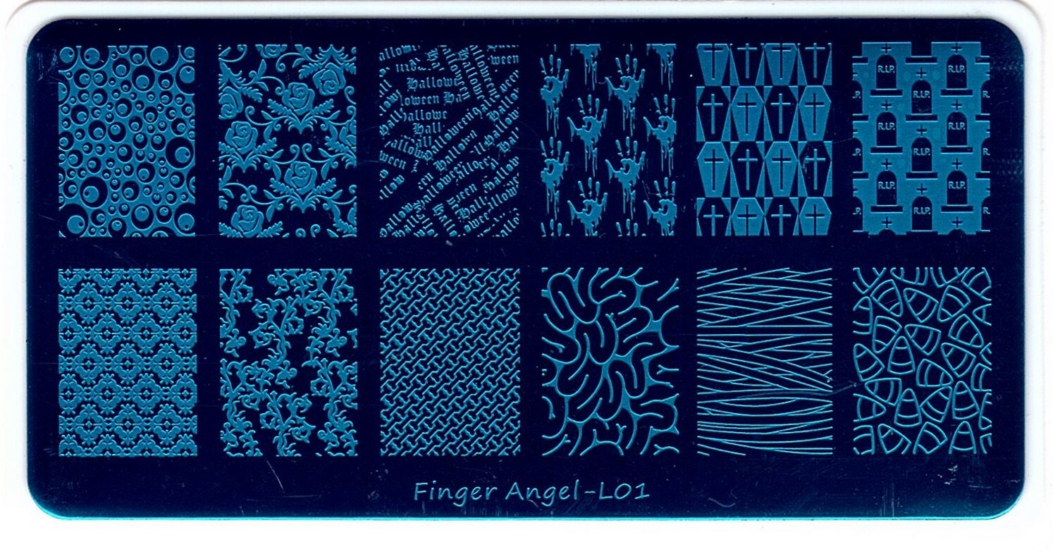 4 pcs Lot Halloween Designs Manicure Nail Art Stencil Image Stamping Scraper Kit