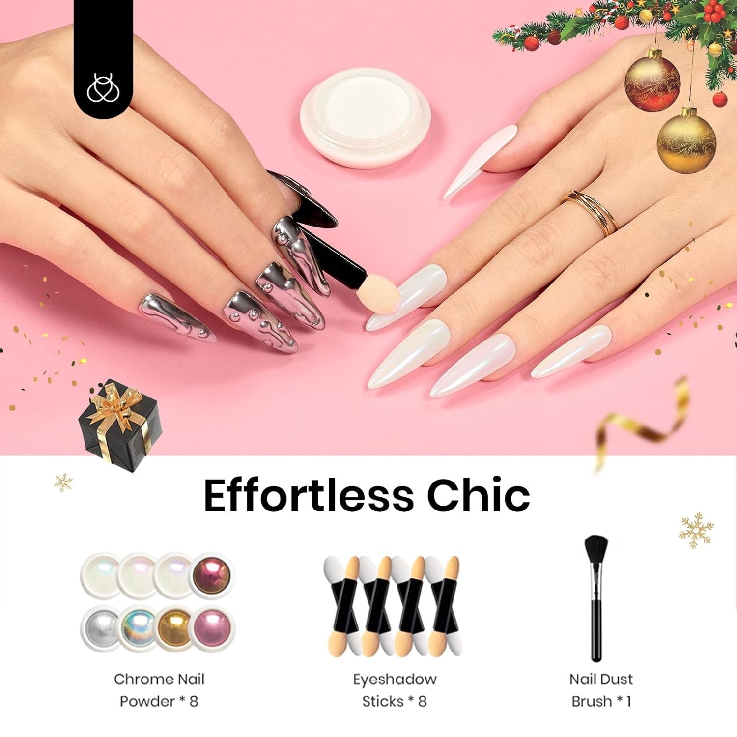Glamorous 8-Color Chrome Nail Powder – Holographic Manicure Decoration Gift