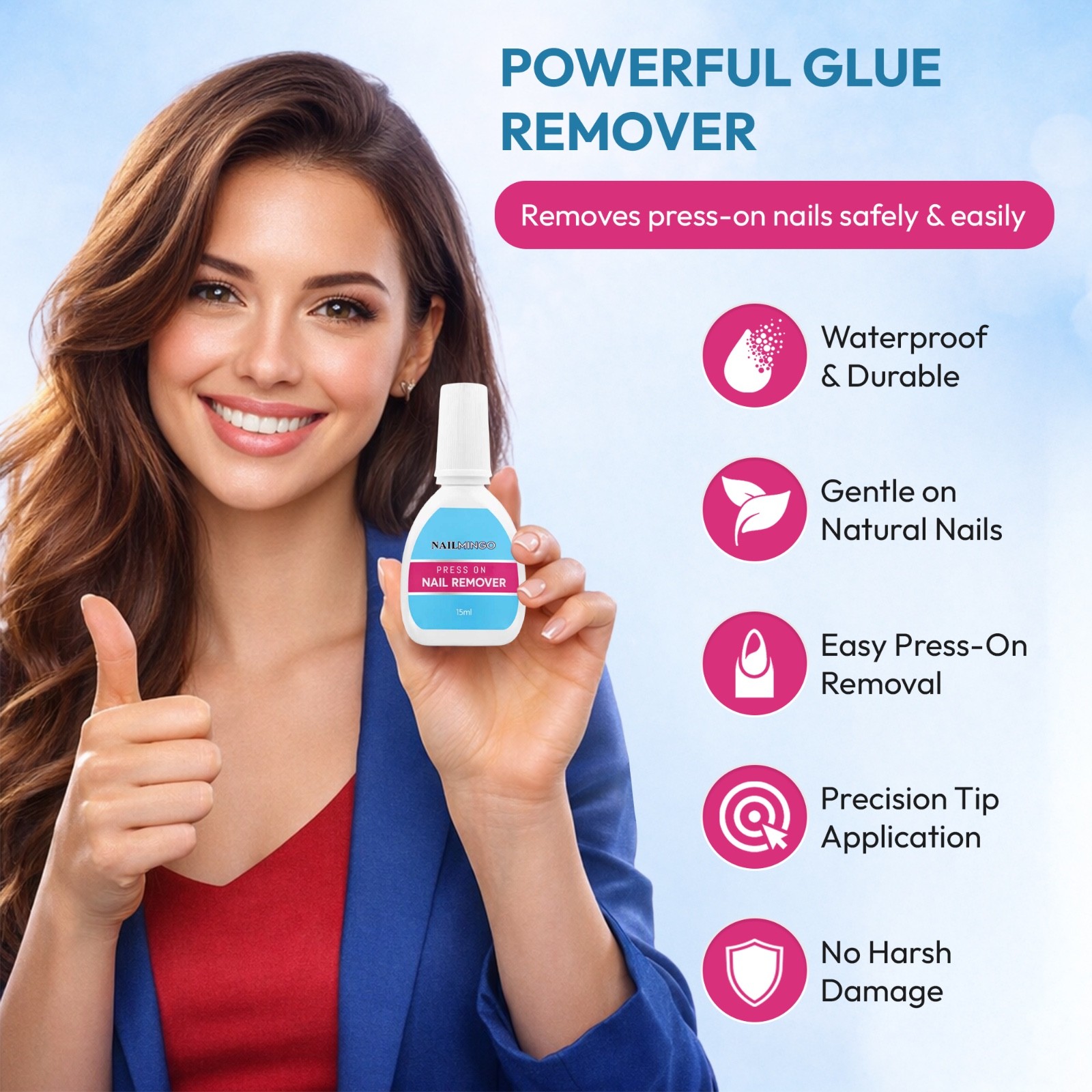Strong Nail Glue + RemoverBundle Kit for Press On Nails Long Lasting 3 Week Hold