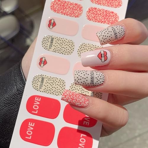 6 Sheets Valentine’s Day Nail Wraps Full Stickers Nail Valentine，6 Sheets