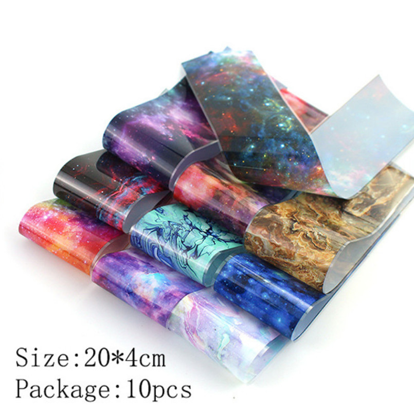 10Pcs Nail Transfer Sticker Rainbow Sky Nail Art Foil Polish Decals X6 NS47