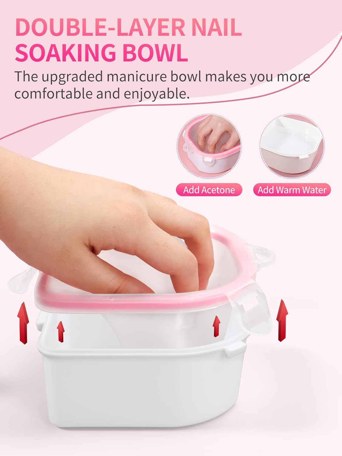 Nail Soaking Bowl, 2PCS Soak off Gel Polish Dip Powder Remover Manicure Bowl wit