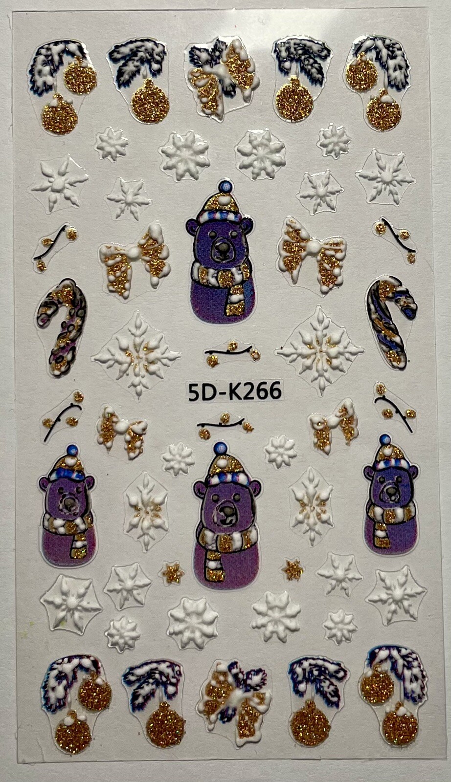 Nail Stickers Art Decal DIY Design 5D Waterproof Embossed Christmas Gold Glitter