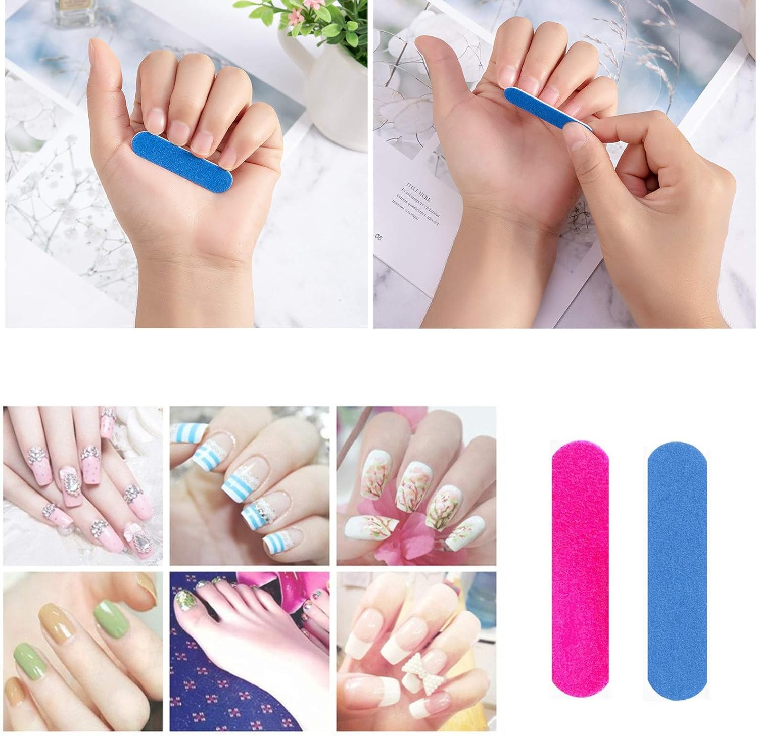 Mini Nail Files Bulk, 2 Inches Disposable Double Sided Emery Boards