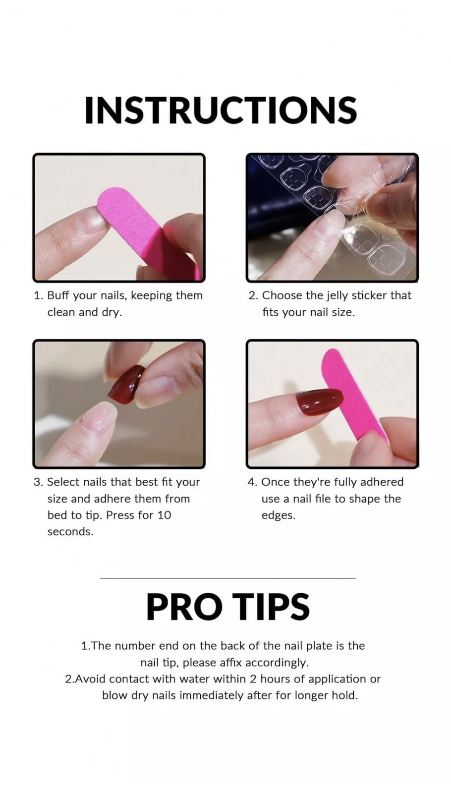10pcs Handmade Rose Fake Nail Press On/Glue On Nails Size M(Read Description)