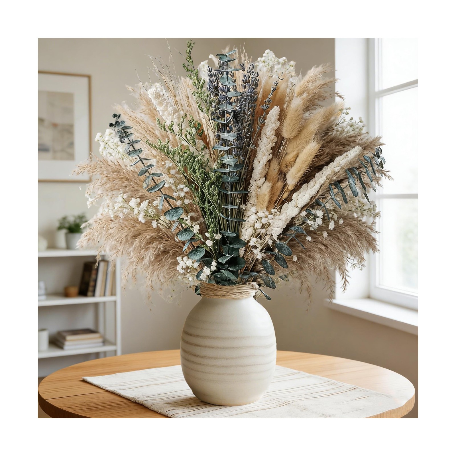 80 Pcs Green DIY Dried Floral Arrangement Kit – 17″ Natural Eucalyptus, Laven…