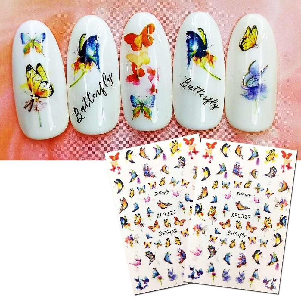 12 Sheets Set Nail Art Stickers Butterfly Bug Birds series Insects & Flower NS34