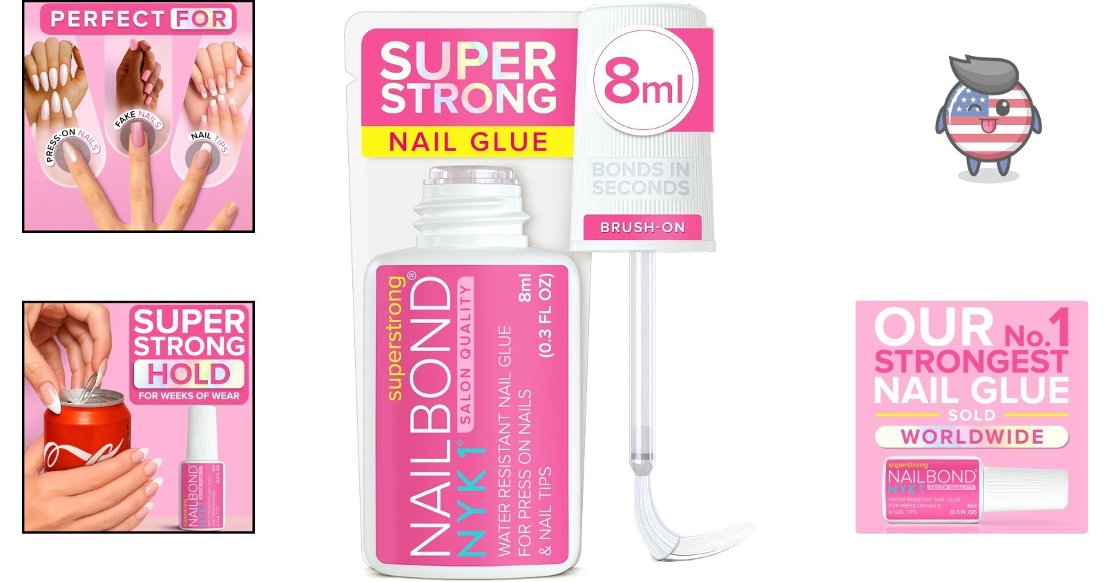 Professional-Quality Nail Bond Glue for Press-Ons & Acrylics | 8ml, Mess-Free