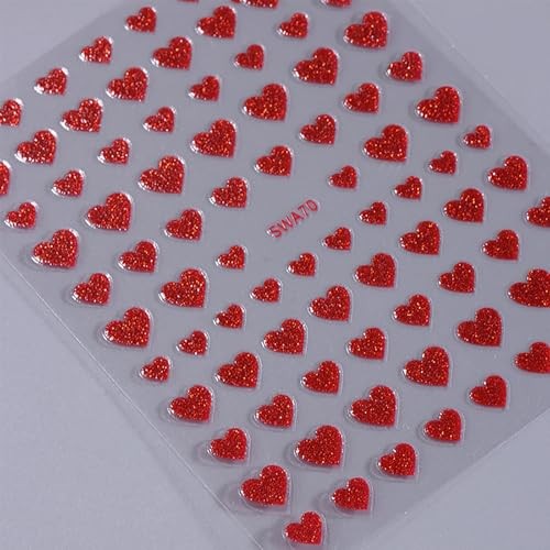 Valentine’s Day Nail Art Stickers Decals 3D Embossed Romantic Red Pink Heart