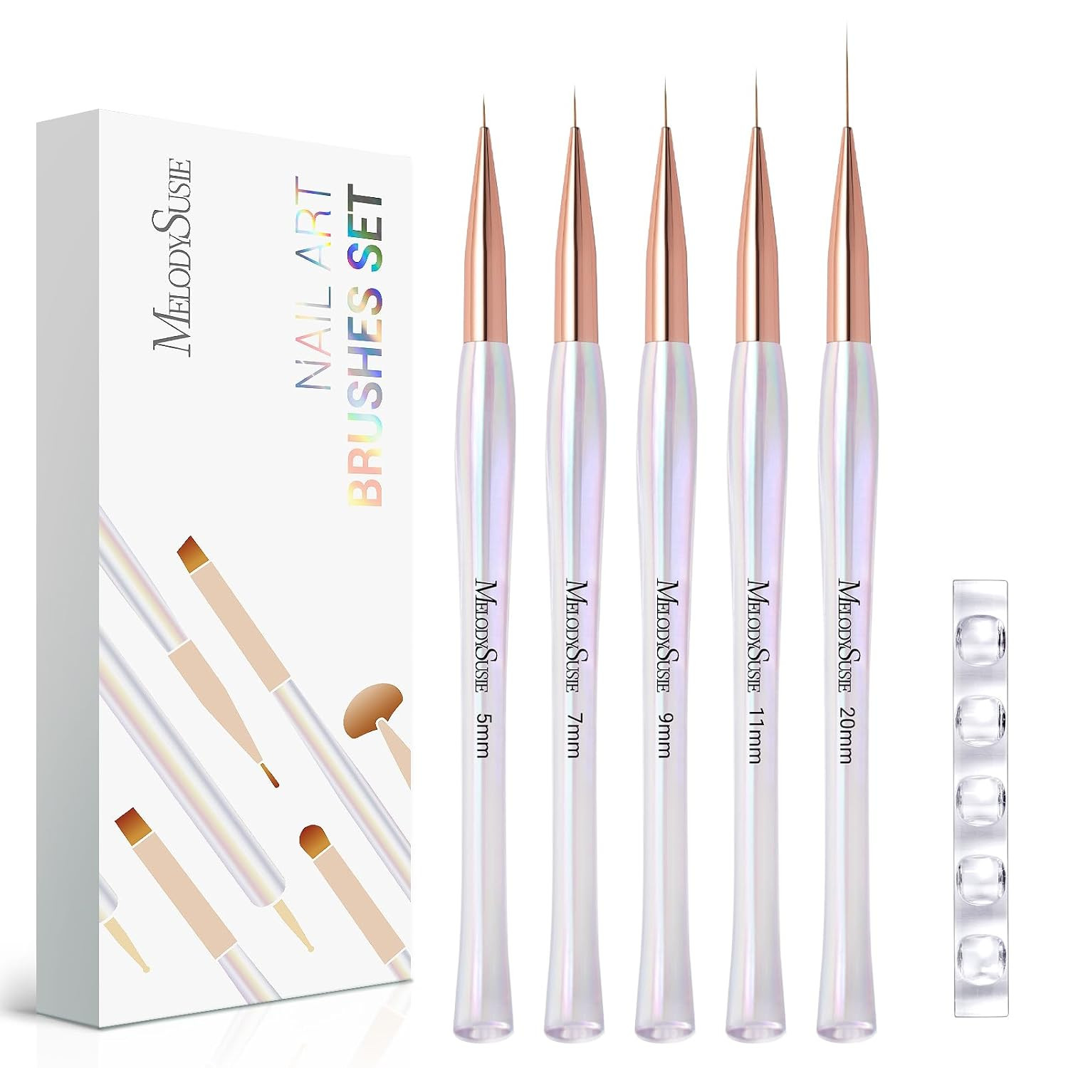 5Pcs Nail Art Liner Brushes with Nail Brush Holder | Gel Polish Painting Art Des