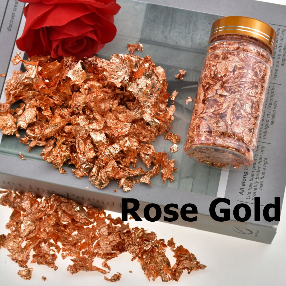3x 5g Nail Art Foil Leaf Gold Silver Copper Flakes Chunky Glitter Manicure Decor