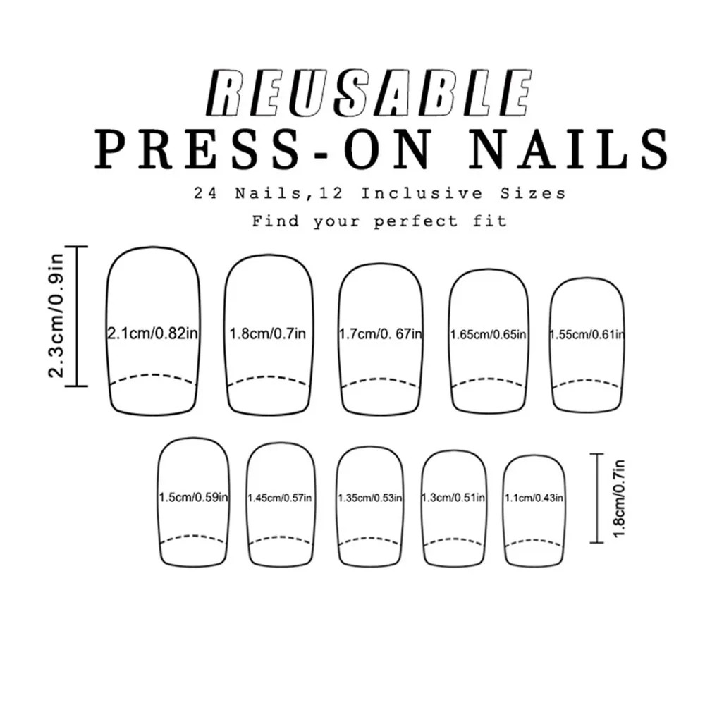 Purple Blue Pink Electric Plated Press On Nails Short Medium Glossy Square Fake