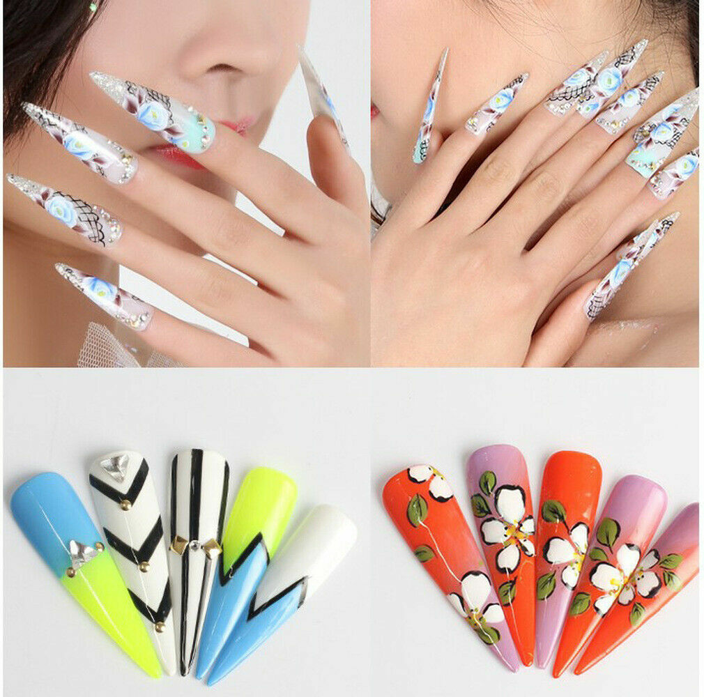 500Pcs/Set Stiletto Long False Fake Nails Tips Manicure Artificial Nails Salon