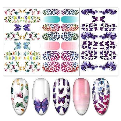 14 Sheets Butterfly Nail Wraps for Women Rainbow Polish Strips Butterfly Style