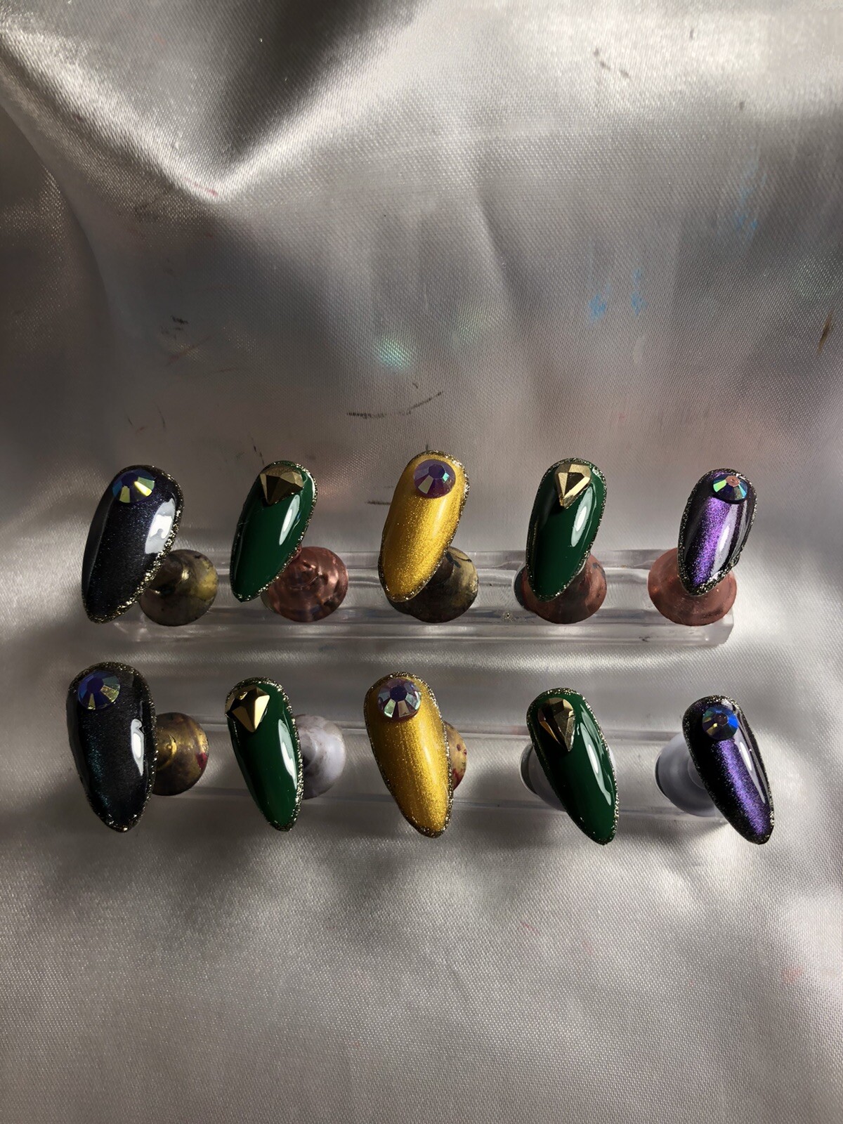 Z NAILZ! Gorgeous Set Of Custom Handmade MARDI GRAS Press On Nails