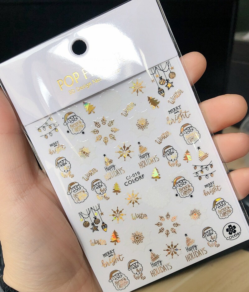 Christmas Nail Sticker Snowflake Snowman Santa’s Sleigh Tree Deer Happy New Year