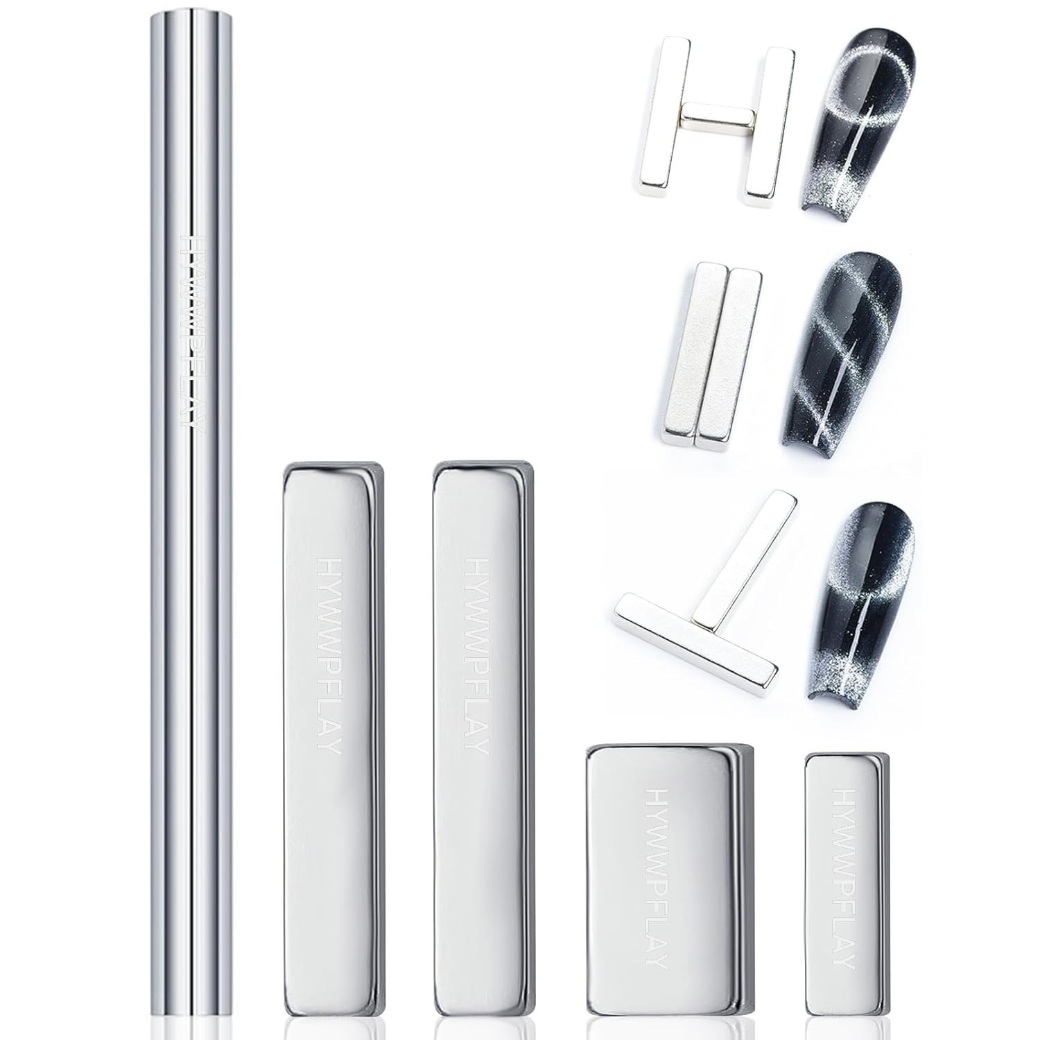 Charming 5-Piece Cat Eye Nail Magnet Set with Quality Acrylic & Glossy Finish