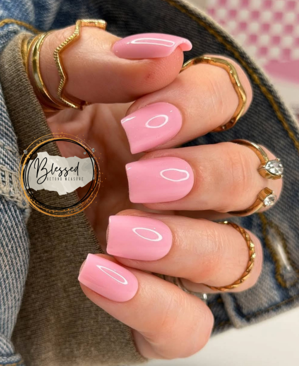Red Aspen Press On Nails- Charm & Checkmate, Chels-Pink Short Coffin