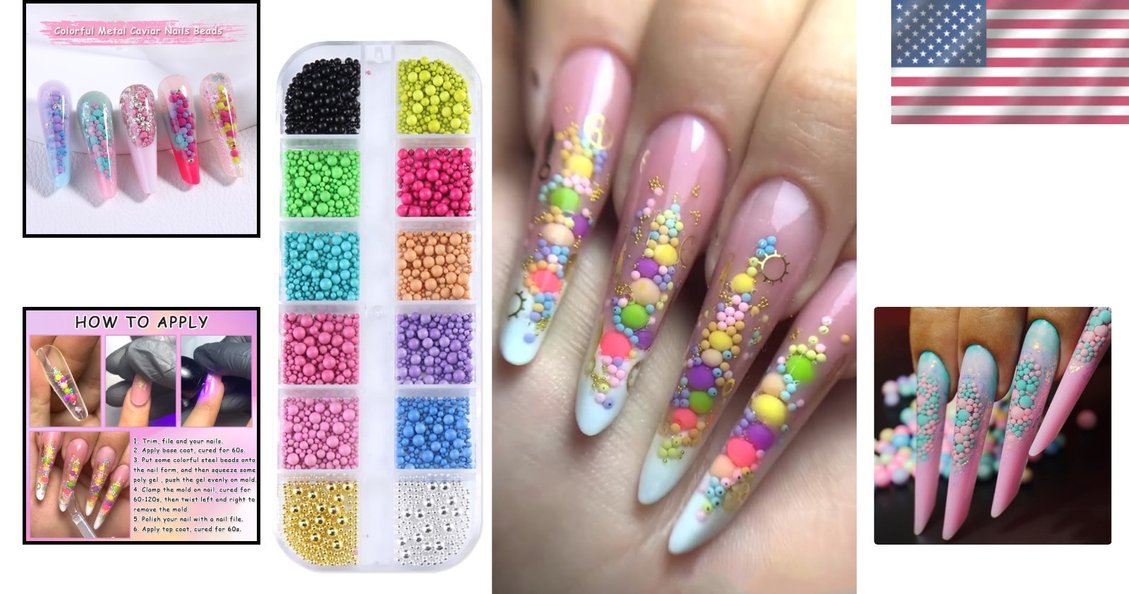 Colorful 3D Nail Rivets – Metal Beads for Gorgeous Acrylic Nail Art