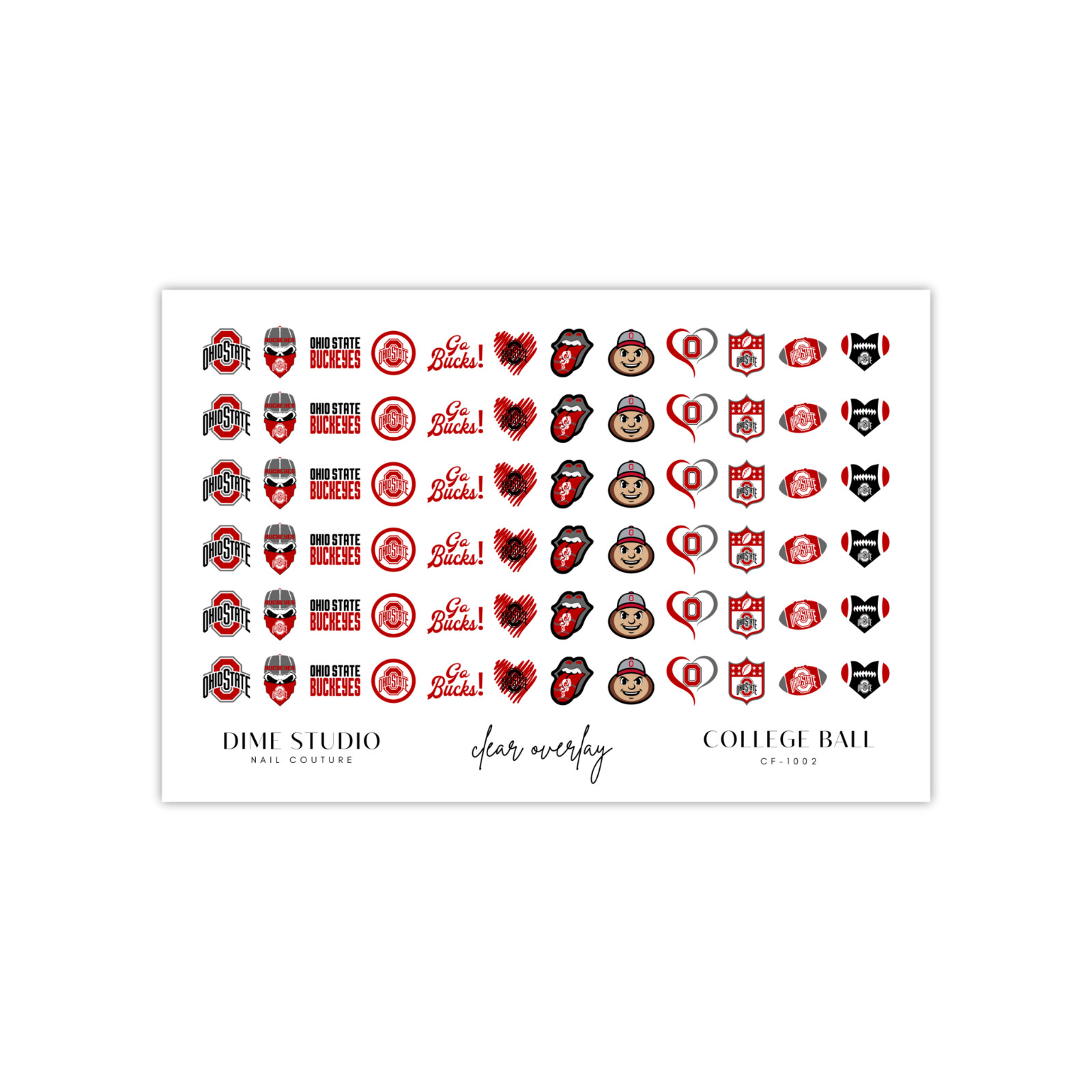 Ohio State Buckeyes Football Nail Decals Water Transfer Nail Decals