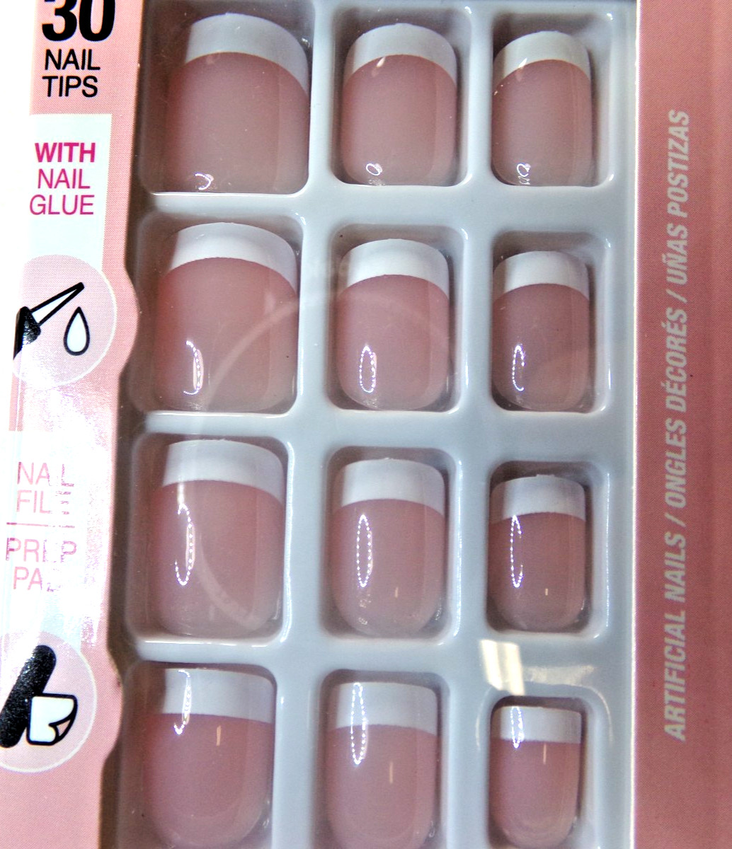 LA Colors Vibe Nails, Beloved Pink French GLUE-On Short Length
