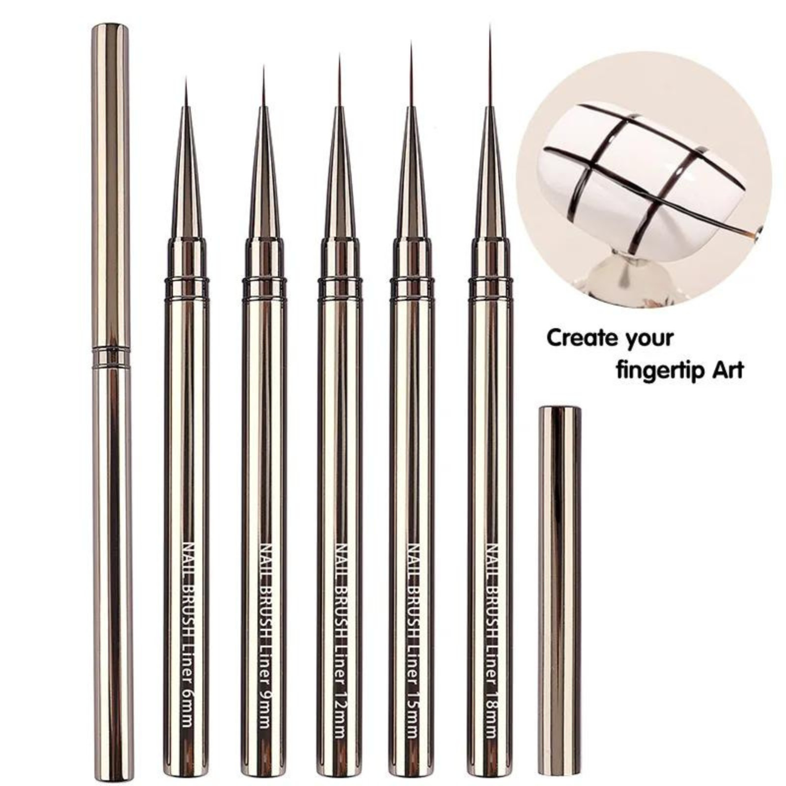Painting Liner Brush Gel Polish Precision Nail Art Thin Drawing Pen 6/9/12/18mm
