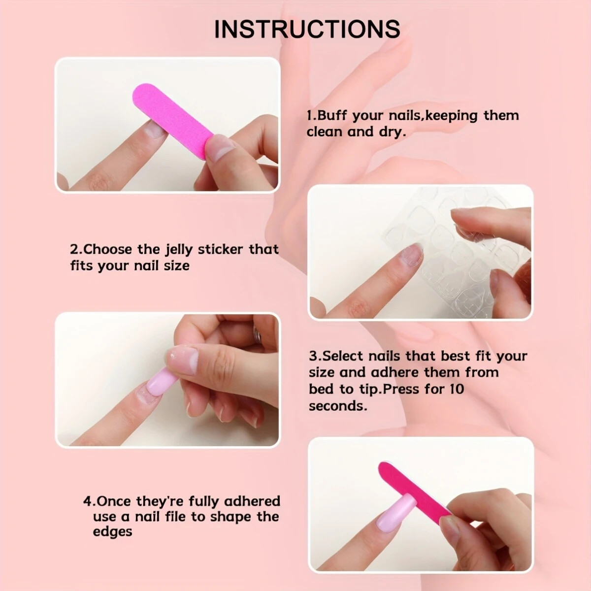 24 PCS Press-On Nails – Almond Shaped, Medium Length with Glossy Finish