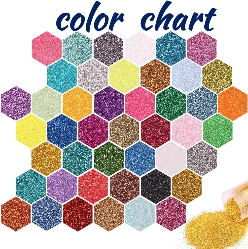 Fine Glitter 45 Colors Set, Holographic Glitter Powder for Tumblers, Arts