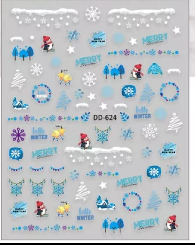 Christmas Holiday Winter Penquins Nail Stickers