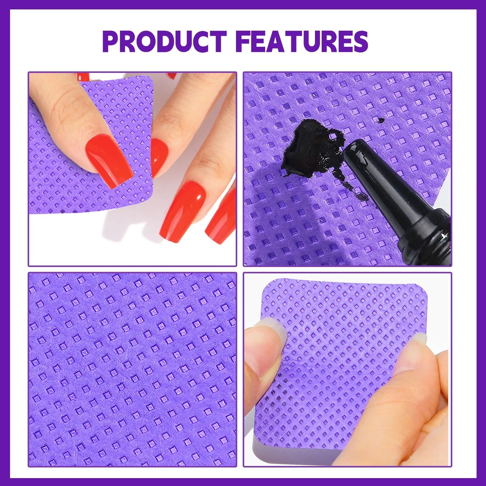 200PCS Lint Free Nail Wipes Pads Gel Polish Remover UV Manicure Cleaning Tools