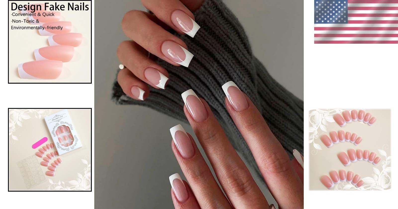 High-Quality 24Pcs French Tips Press-On Nails for Coquette Women – Simple & Chic