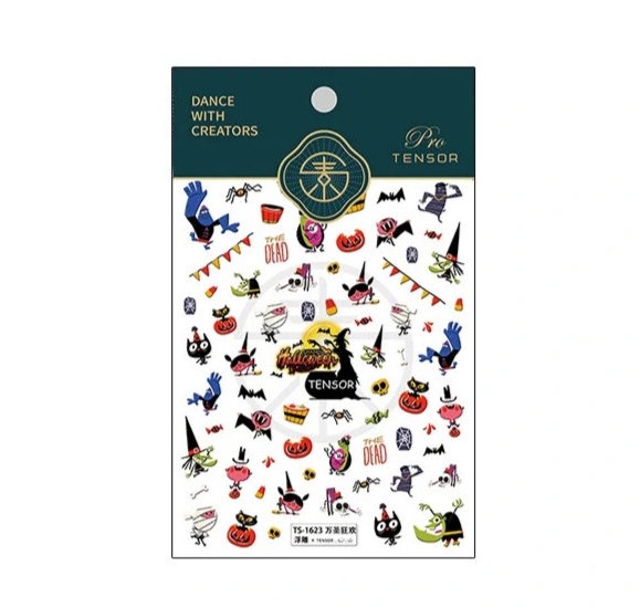 Halloween Ghost Nail Stickers – Cartoon Pumpkin, Witch & Spooky Decals (355)