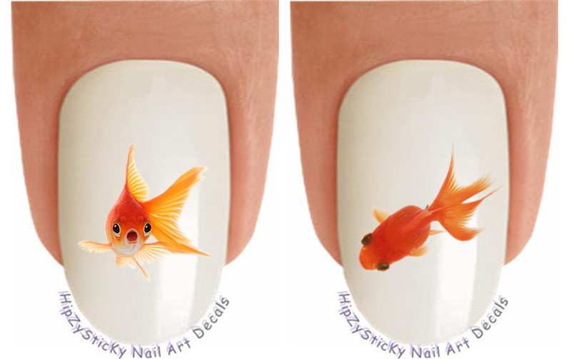 Nail Art 2101 ANIMAL GoldFish #1 Swimming Waterslide Nail Decals Transfers