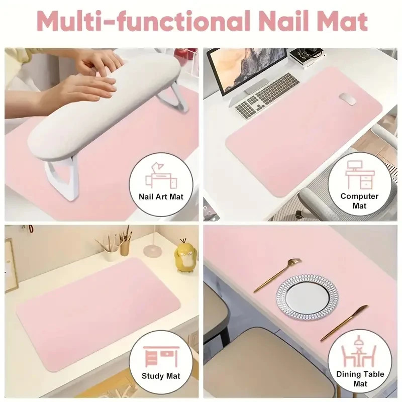 Waterproof Scratch Resistant Nail Art Table Mat Portable PU Foldable Manicure