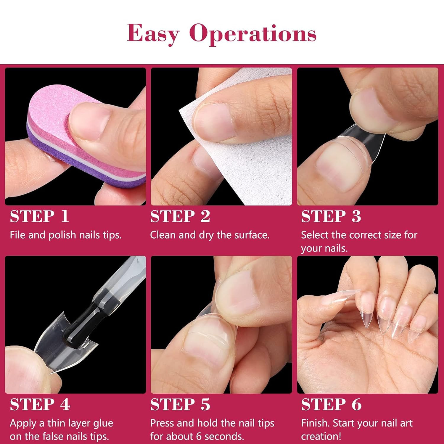 600PCS Short Stiletto Nail Tips for Acrylic Nails Professional, Extra Short Clea