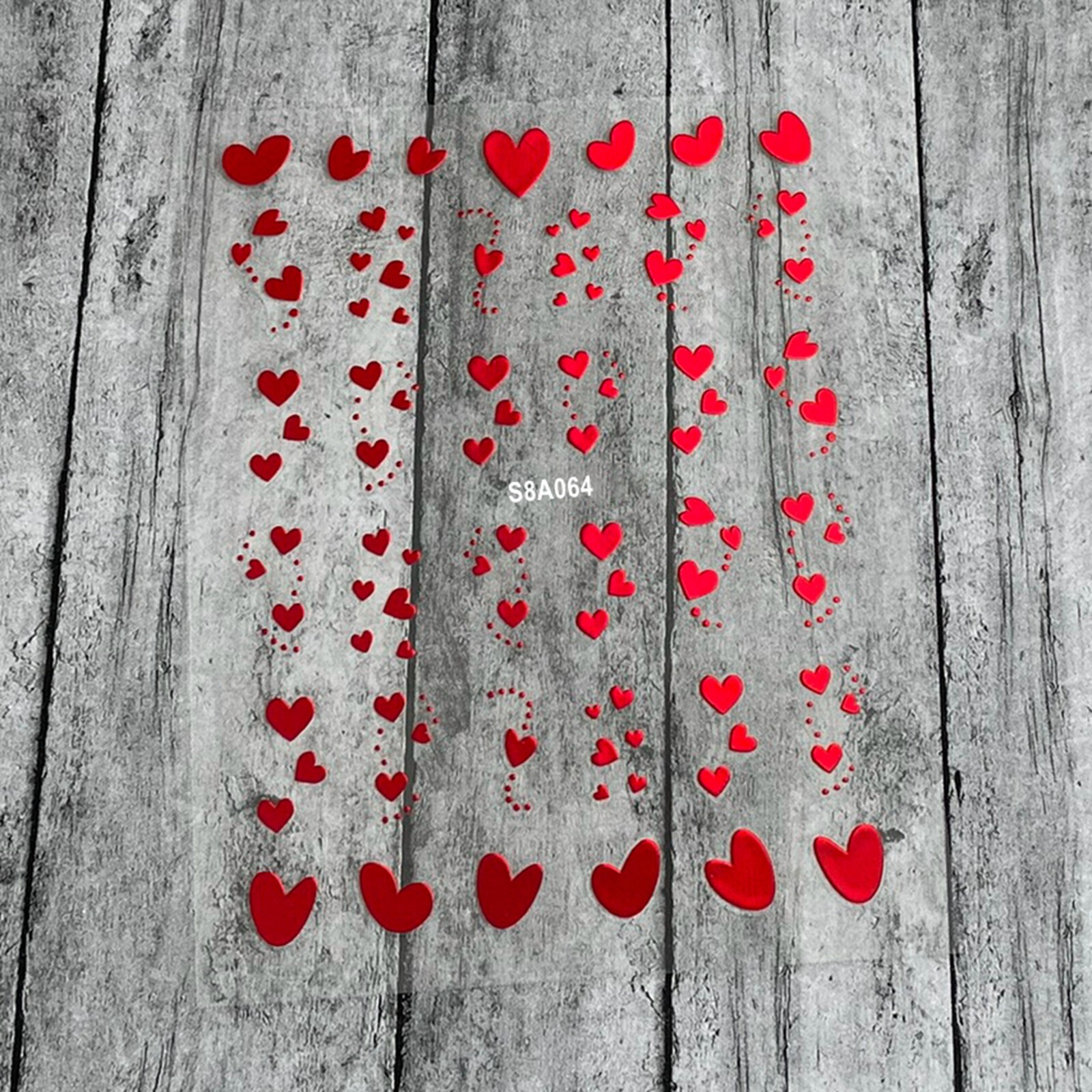 Red Lovely Hearts Valentine’s Day Nail Sticker Feast of Saint Valentine Hearts