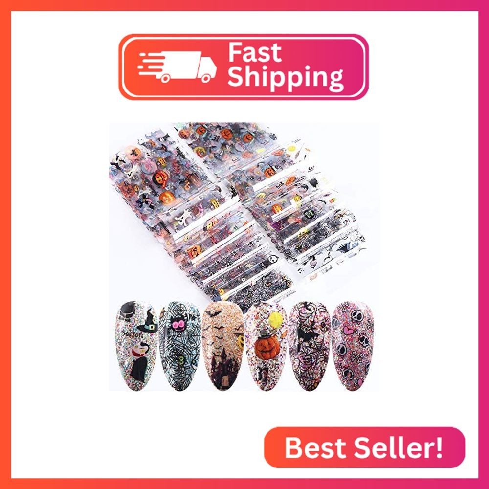 Halloween Nail Foil Set Fall Nail Decals Day of The Dead Nail Art Stickers Pumpk