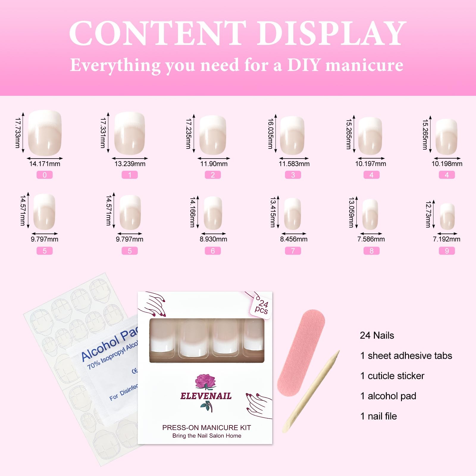Daily Natural Nude white Press on French Nails Short Squoval Fake False Nails…