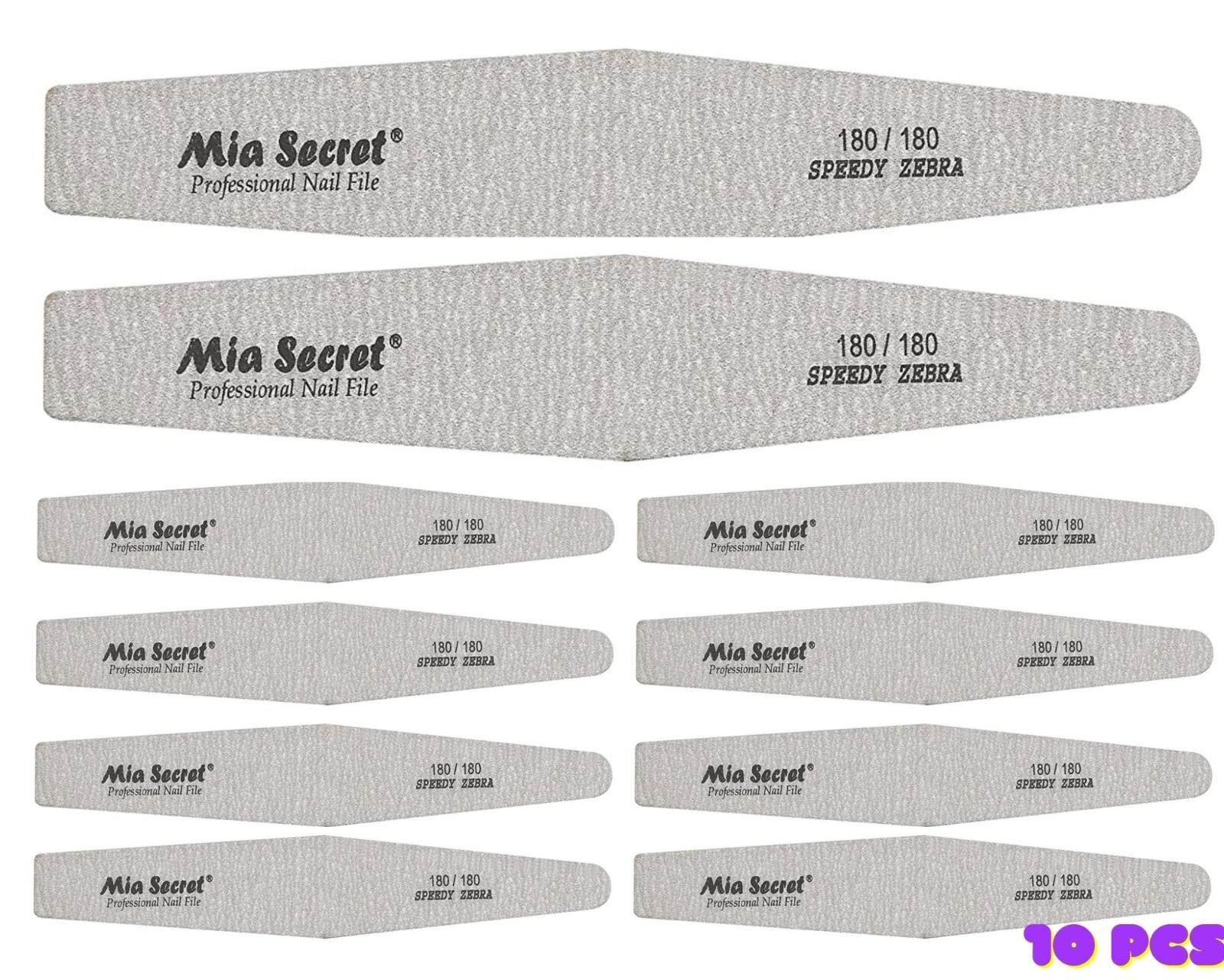 Mia Secret Professional Nail File – SPEEDY ZEBRA DIAMOND 180/180 10pcs Combo