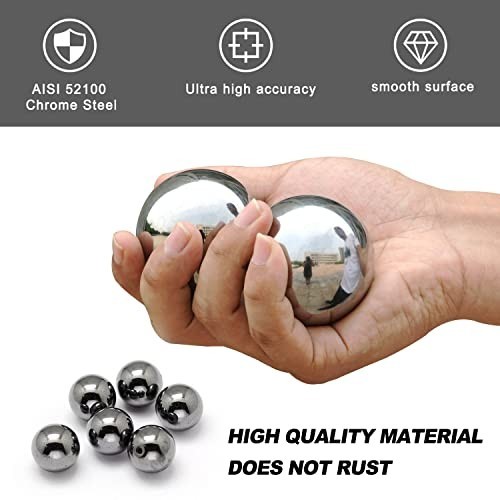 2 Pcs 1.75″ Precision Steel Bearing Balls for Paint Mixing & DIY Projects