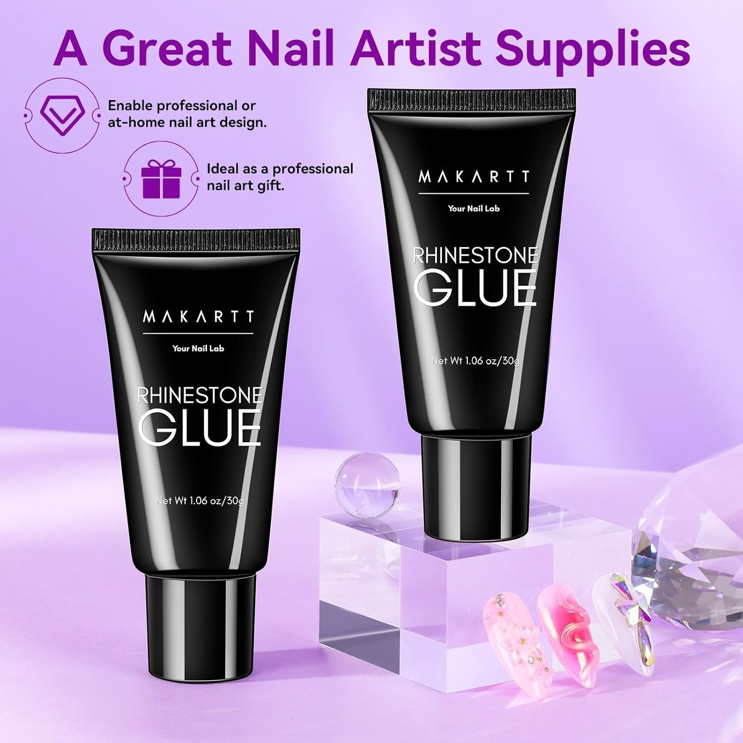 Rhinestone Glue for Nails 12PCS 30ML Super Strong Gel Adhesive for Nail Art a…