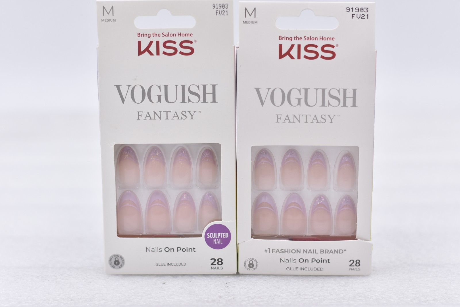 Lot of 2 Kiss Voguish Fantasy FV21 Medium Sculpted Nails – 28 Nails