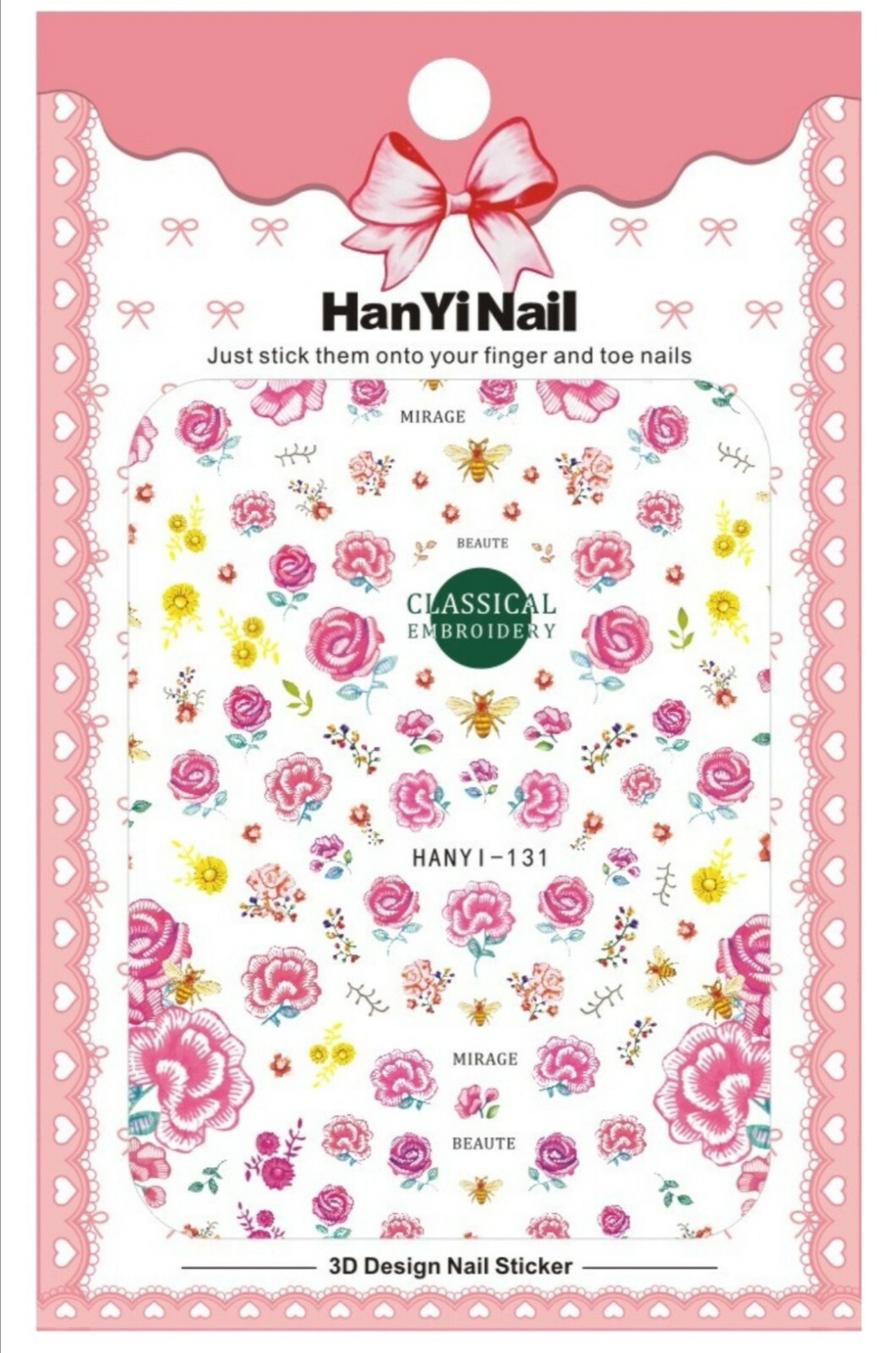 3D Flower Nail Decal Decor Art Stickers World Accessories Valentine Roses